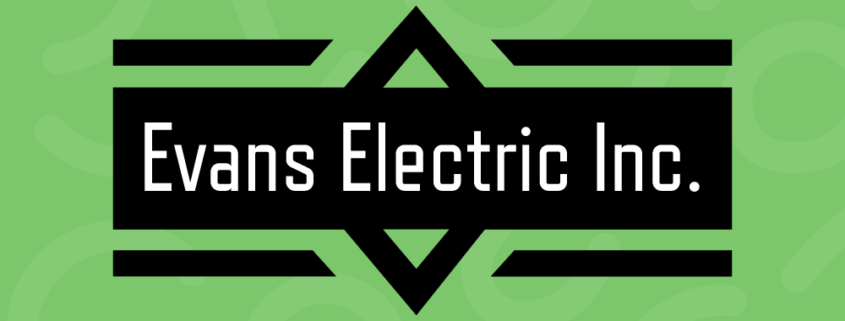 Evans Electric Inc logo on a green, doodle background